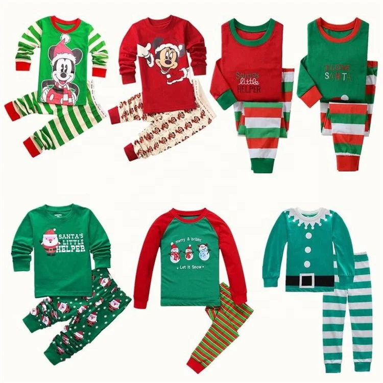 
Red color girl kids clothes pants set Christmas wholesale toddler baby clothes children Christmas Pajamas 