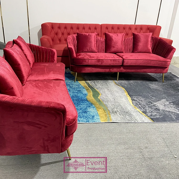 Luxury Modern Hotel lobby living room sofas set couch furniture 3 seats optional white pink blue wedding sofas