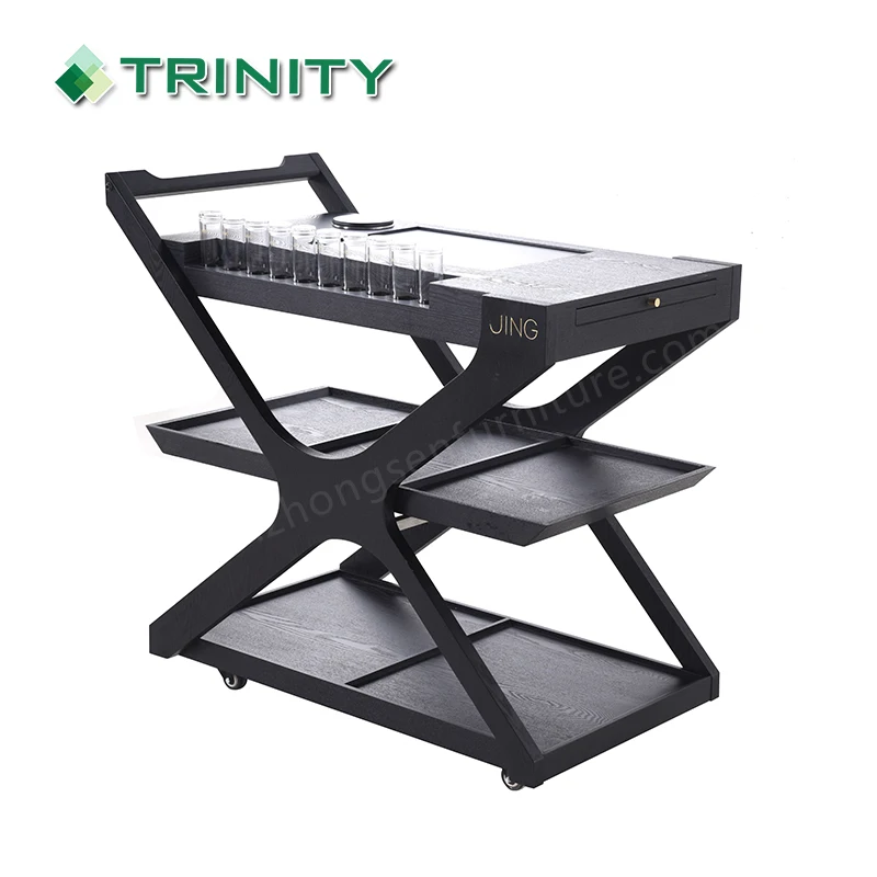 Сделанная на заказ Высококачественная деревянная тележка для кухни, ресторана, отеля