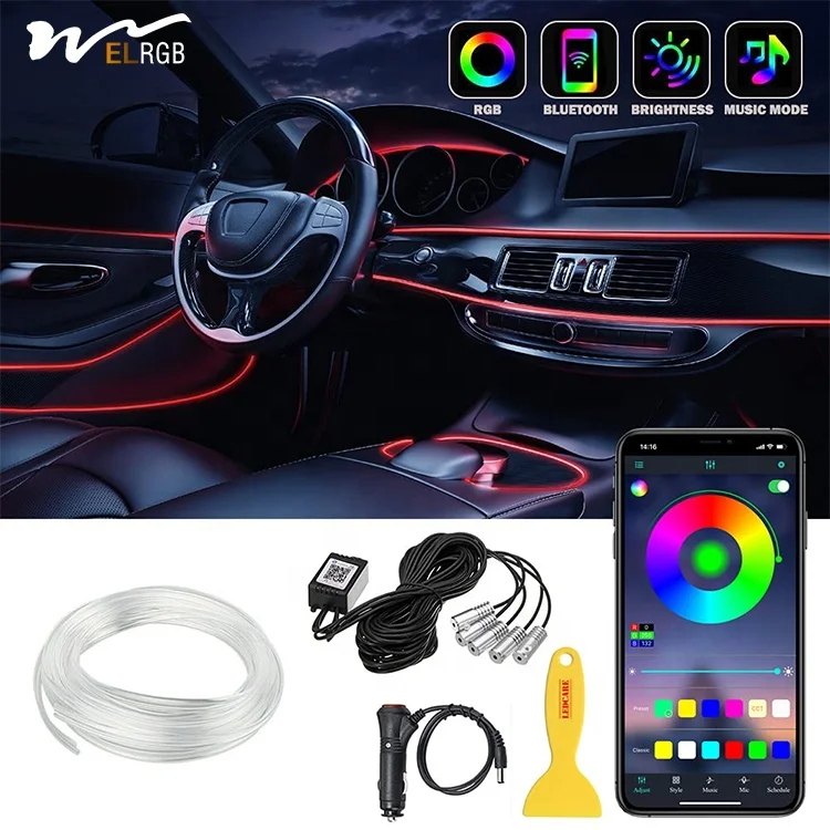16 million color car LED light strips wireless app and remote control 5 in 1 car interior lights