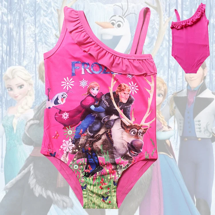
Wholesale Cute Fashion Little Girls Baby Kids Anime Cartoon Printed Ruffle Swimsuits One Piece Swimwear For Children 