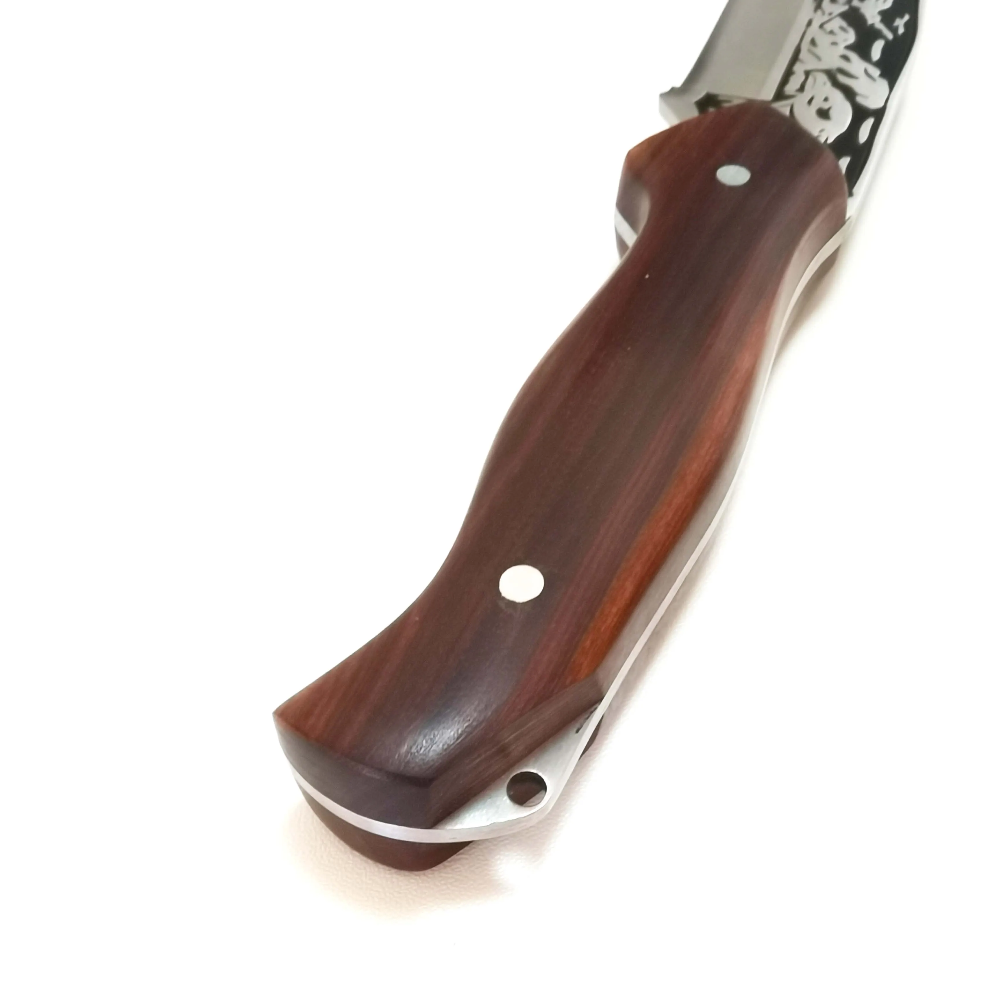 Hunting Steel Blade Non Slip Damascus Blade TPR Handle Fixed Blade Camping Kitchen Knife With Sheath