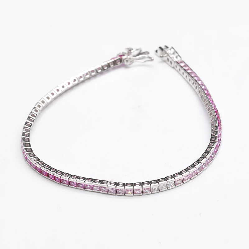 fine jewelry 925 sterling silver 2.5MM rainbow zircon tennis bracelet Orbit Inlay