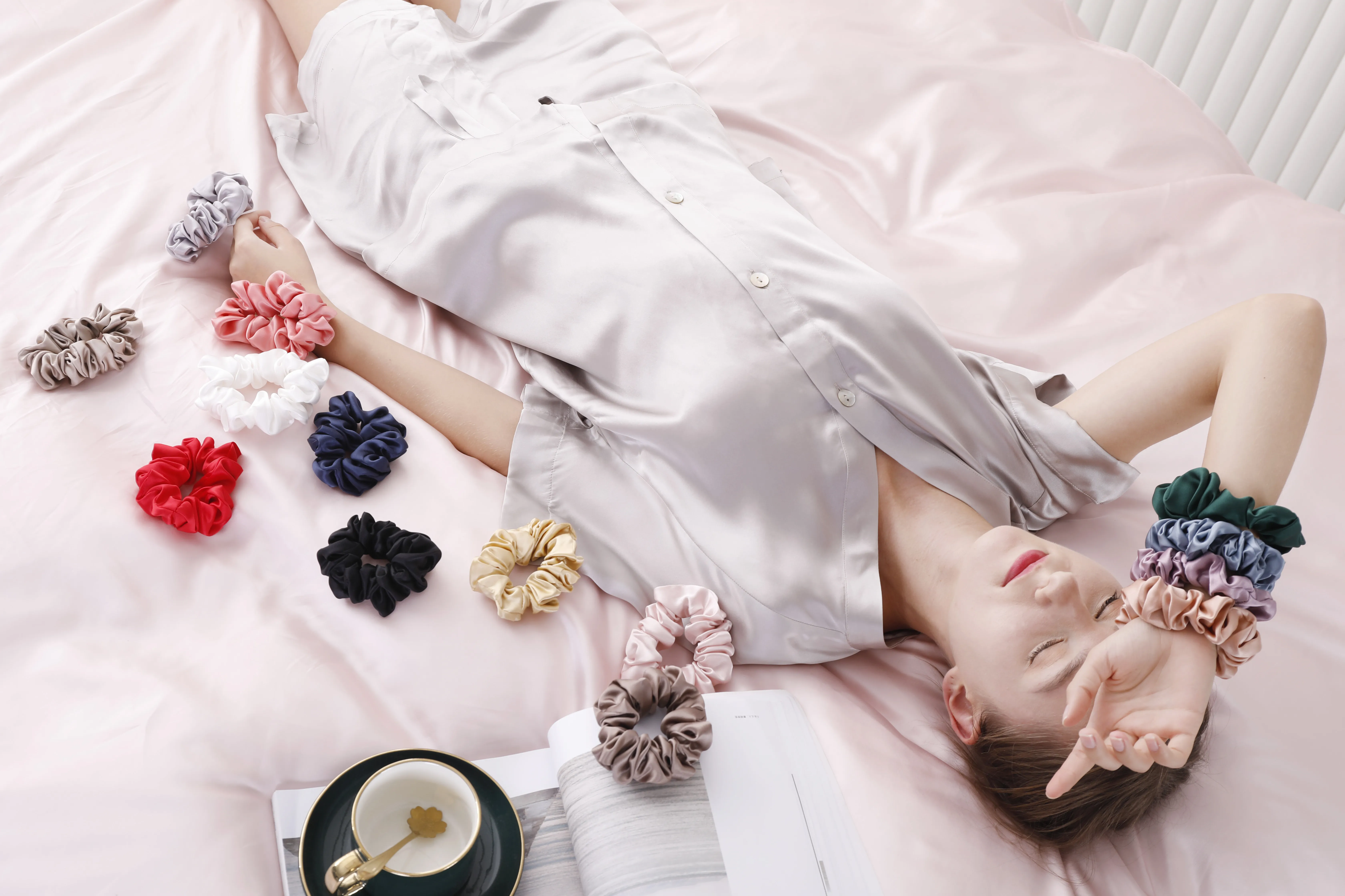 19mm 3.5cm pure mulberry 100%  silk scrunchie for beauty and hair