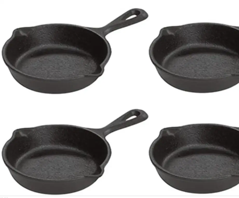 Pre-Seasoned 3.5-Inch Cast Iron Skillet Set for Side Dishes or Desserts Pre Seasoned Small Mini Cast Iron Skillet Set