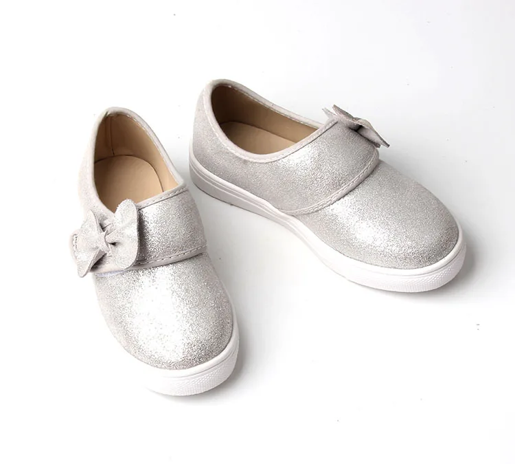2021 Latest Bow Baby Girls Dress Shoes Rubber Sole Leather Sparkling Kid Mary Jane Shoes