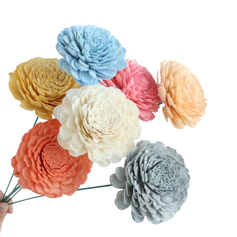 New Arrival Handmade Flower Diffuser Artificial Foam Small Sola Wood Flowers Preserved Peony Decoration Home for All Party