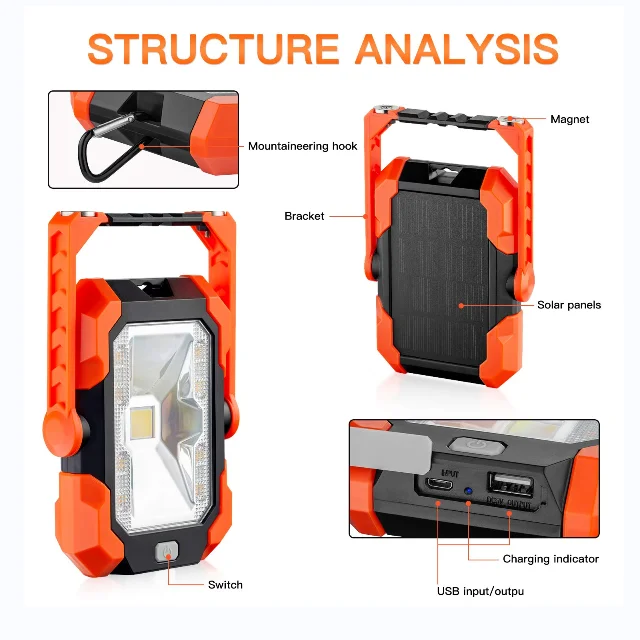 High brightness and long working time Solar powered working lights QF-192
