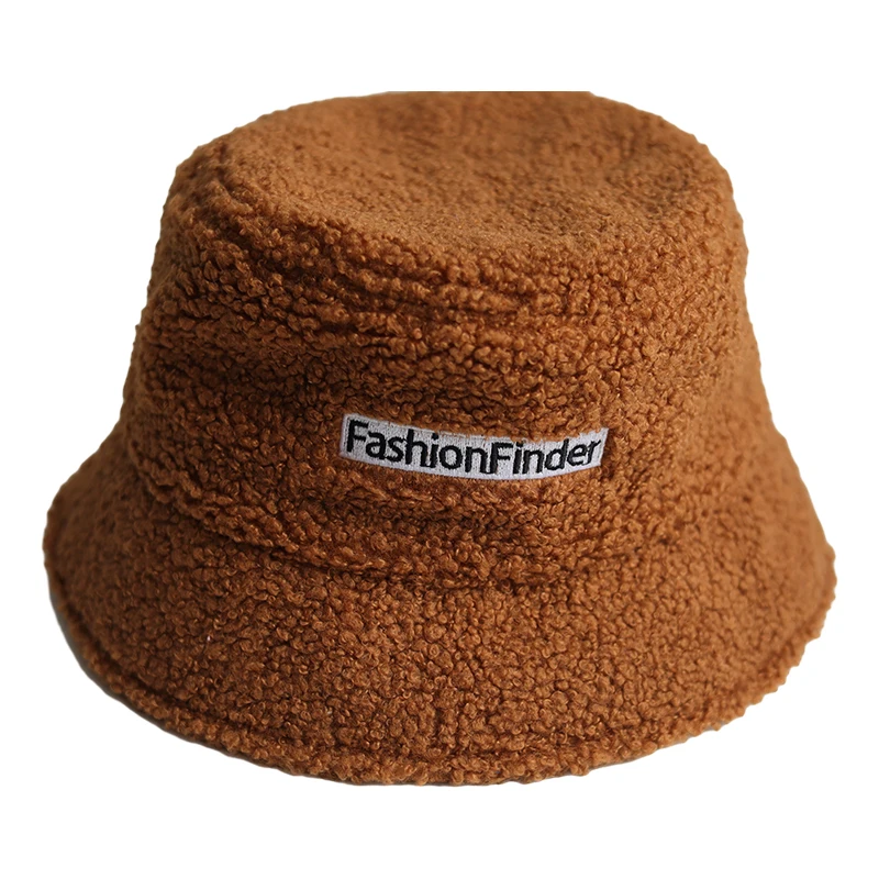 Trendy luxury designer fluffy faux fur warm winter bucket fishing fisherman hat for women bucket cap