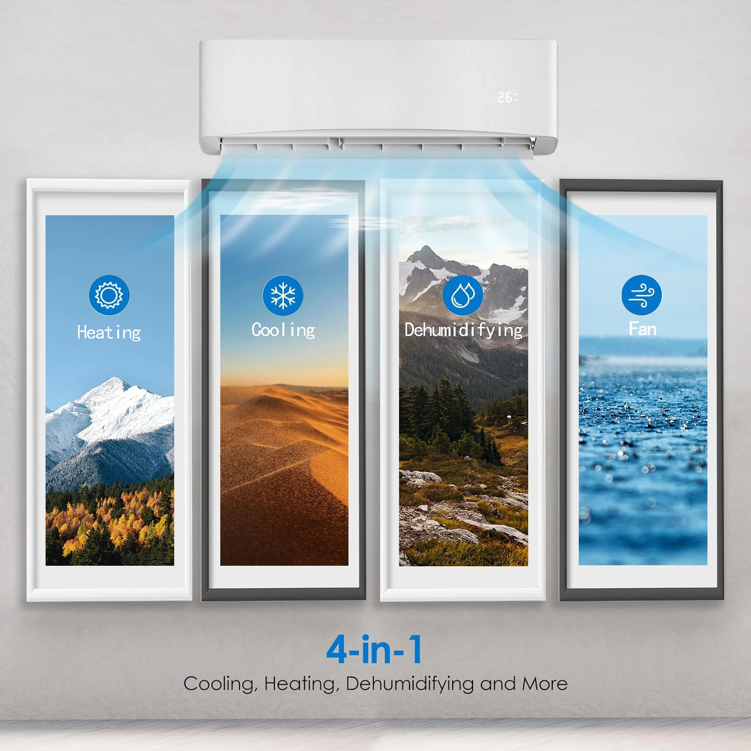 24000BTU No Inverter Cooling Only Mist Manufacturers Single Room Airconditioner Wall Split Ice Fan Air Conditioner