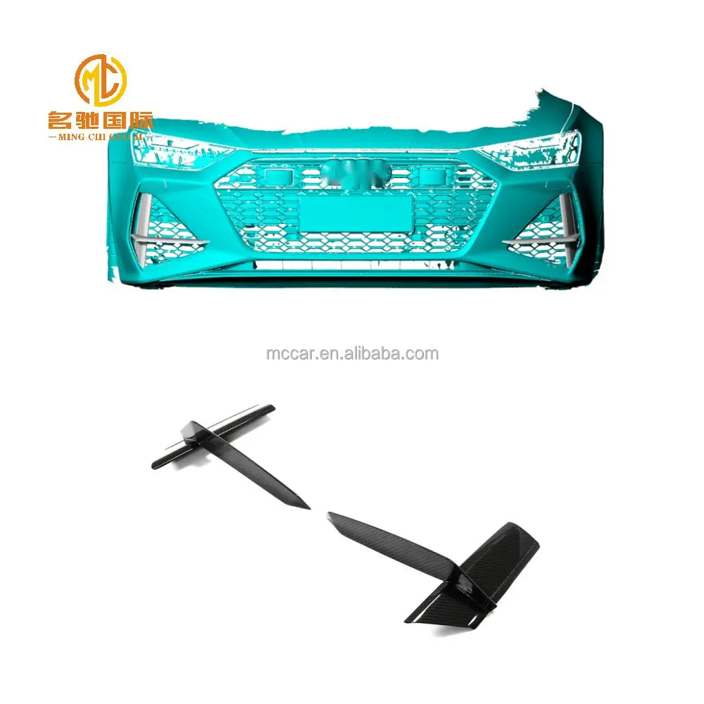 Model 20-21 For  Audi RS7 ABT Style Carbon fiber bumper fog lamp frame Vent decoration blade wind knife