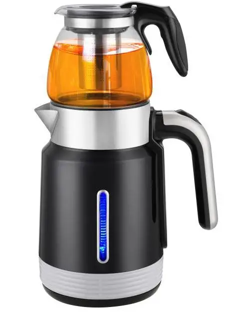 Turkish Stainless Steel Electric Teapot and Pot with Cordless Temperature Adjustment Keep Warm Feature for Household Hotel Use