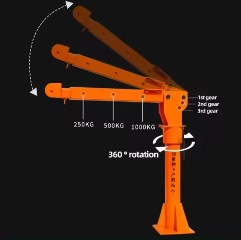 1 Ton Mobile Foldable Small Truck Mounted Crane Hydraulic Telescopic Boom Car Crane