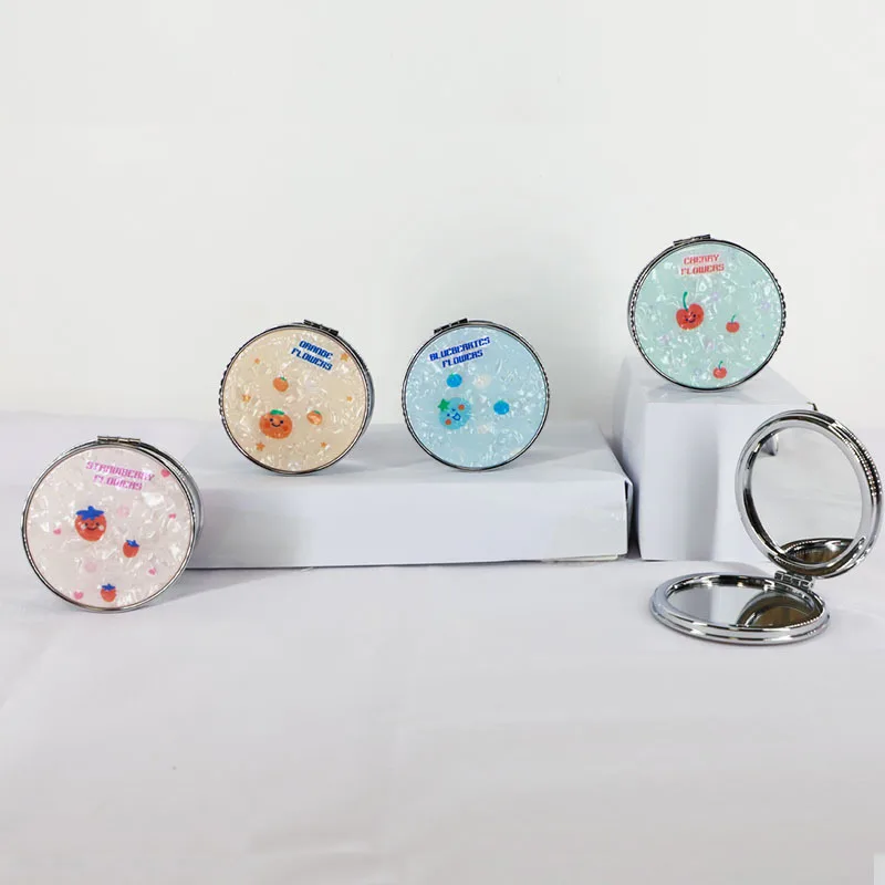 Wholesale Sanrios Anime Small Double-Sided Fluid Glitter Cosmetic Mirror Cute Portable Girls Makeup Mirrors