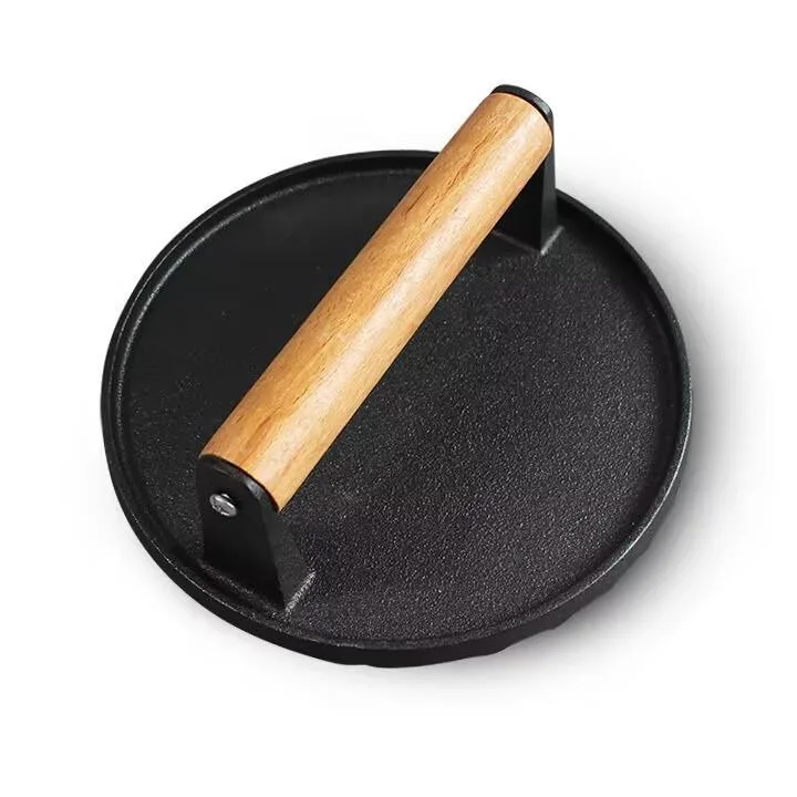 Cast iron press meat plate round rectangular fried steak grill iron plate squid press plate barbecue tool barbecue