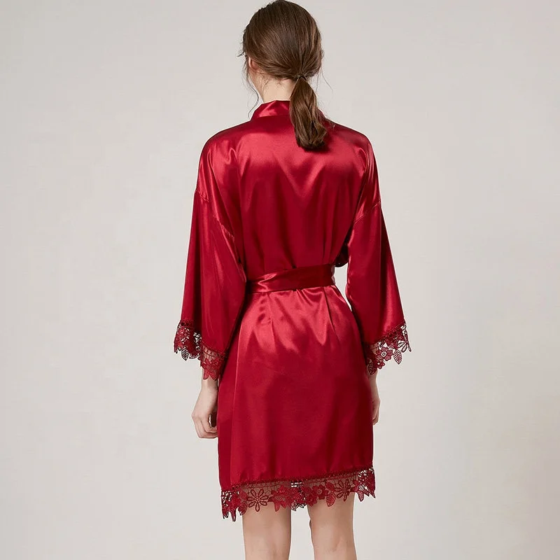 2021 factory price women summer satin sleepwear chinese kimono robe