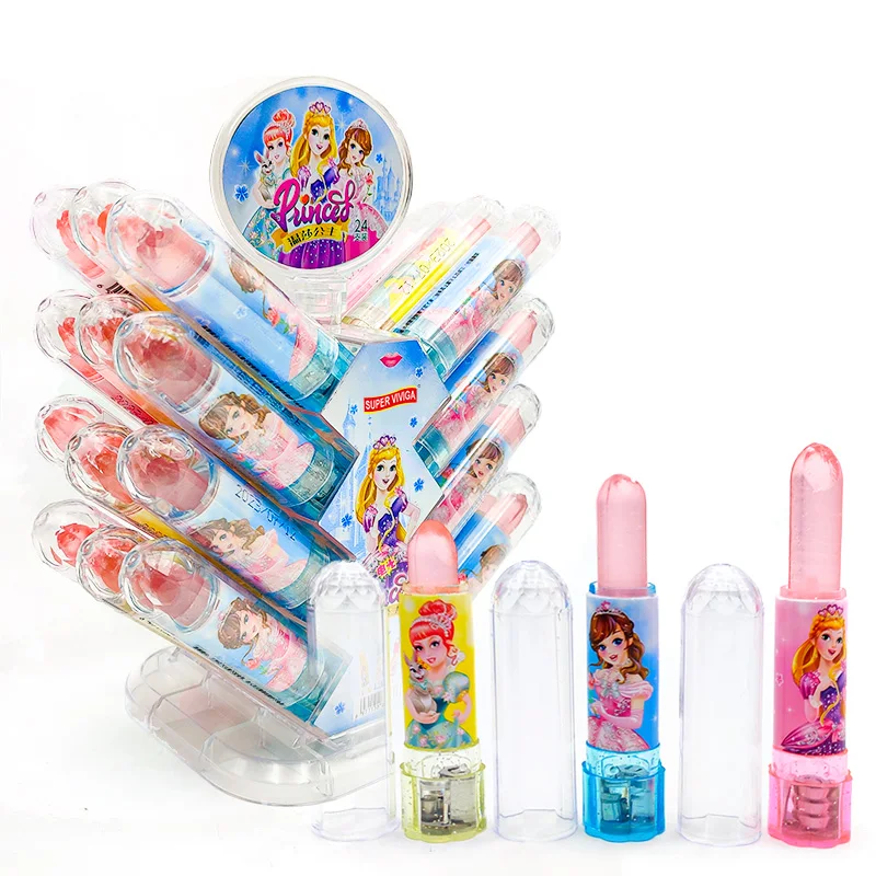 Fruity Light Mini Cute Crazy Glossy Lipstick Shape Hard Candy Toy Lollipop