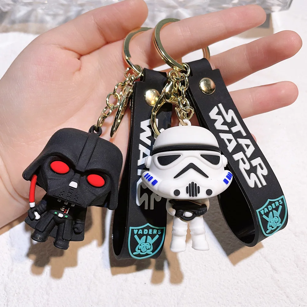 6 new mold Star key chain American movies Mandalorian Luke Skywalker Darth Vader Leia Organa Solo wars pvc rubber keychain