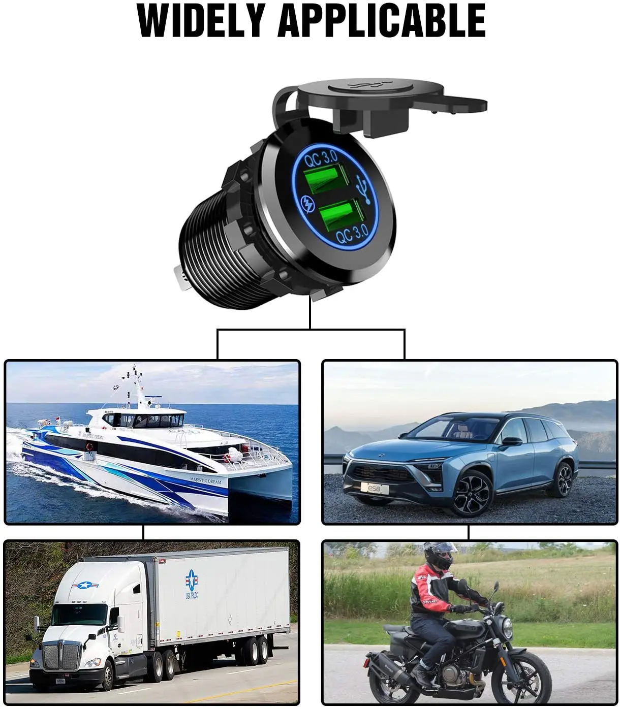 Dual USB Port QC 3.0 Fast Charging Hubs USB Charger Socket Power Outlet 2.1A & 2.1A