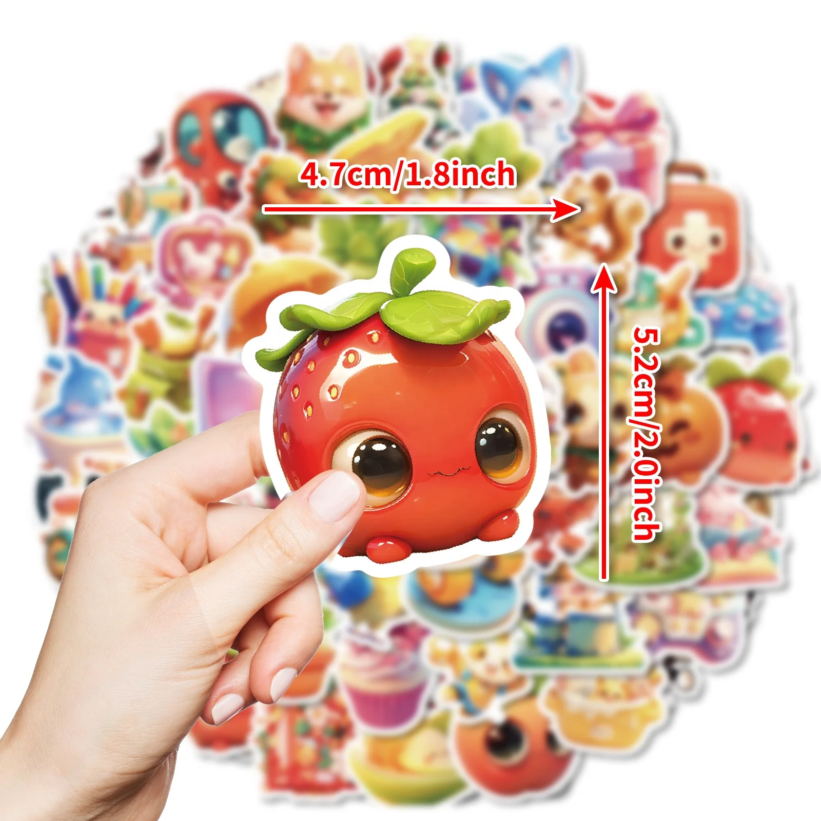 50pcs Cartoon Round 3D Animal Series Stickers Student Decoration Water Cup Computer Graffiti Stickers, T01042186