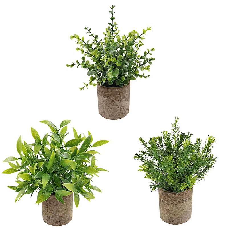 China Green Potted Faux Plant Small Wholesale Artificial Plastic Plants And Flowers With Pot In Indoor For Living Room