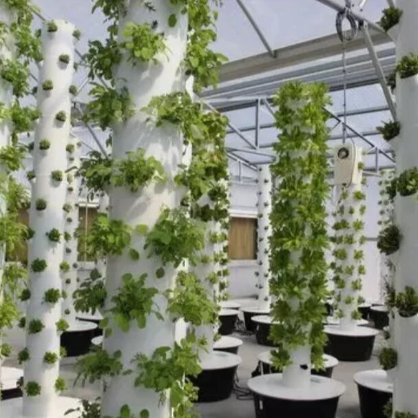 Vertical NFT Hydroponic Tower for Greenhouse Growing System