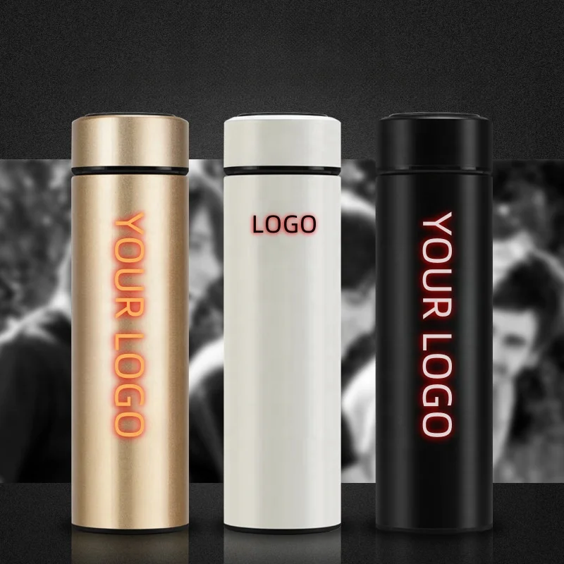 Customization Acceptable Portable 500ML Temperature Display Vacuum Flask Insulated Stainless Steel Water Bottle Business Gift