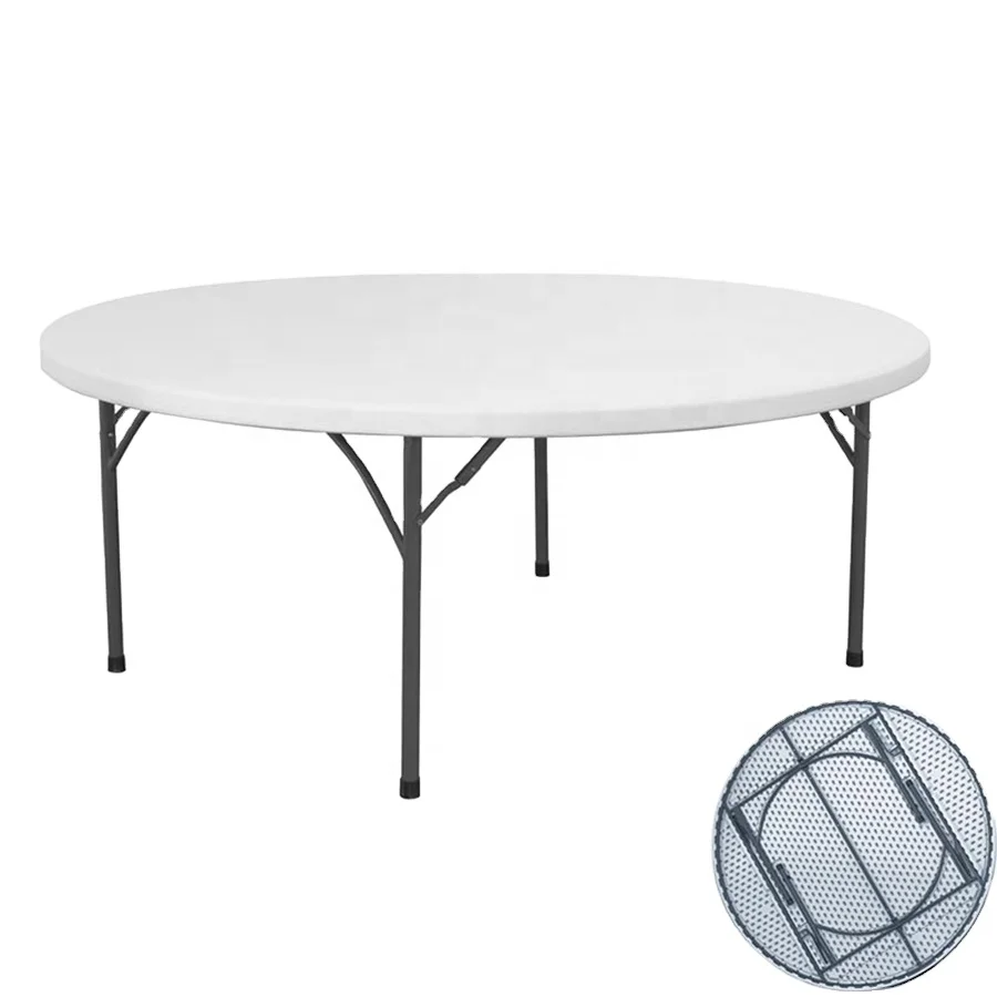 Wholesale outdoor 6ft white one piece top plastic folding round banquet tables for events party