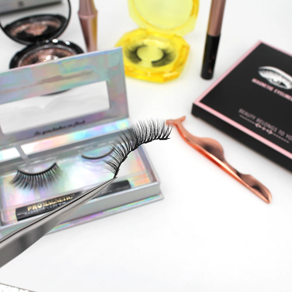 
Waterproof magnetic eyeliner eyelashes faux mink magnetic eyeliner lashes 