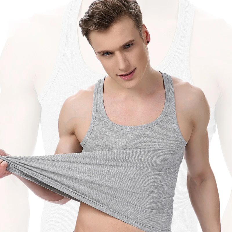 Майка Мужская Спортивная хлопковая, майка для бодибилдинга, тренировочная майка, нижнее белье белого цвета