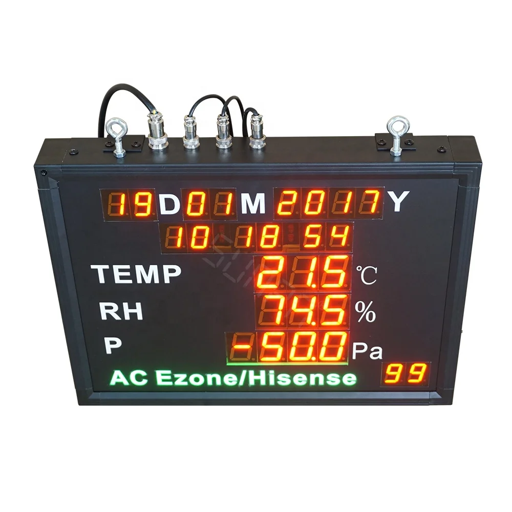 LED Time and Temperature Humidity Pressure Sign with Remote Control