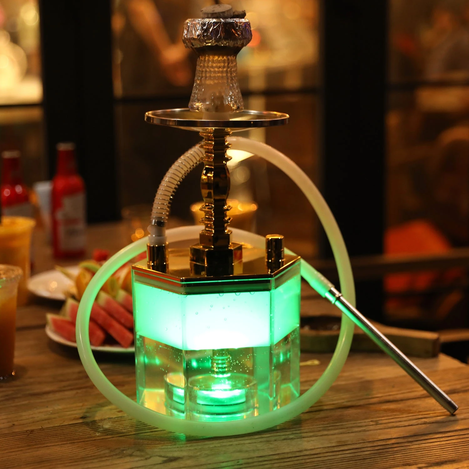 Изготовленный на заказ логотип шестигранный кальян Nargile Shesha Chicha Электрический Кальян Hokah Shisha акриловый зеркальный упаковочная коробка
