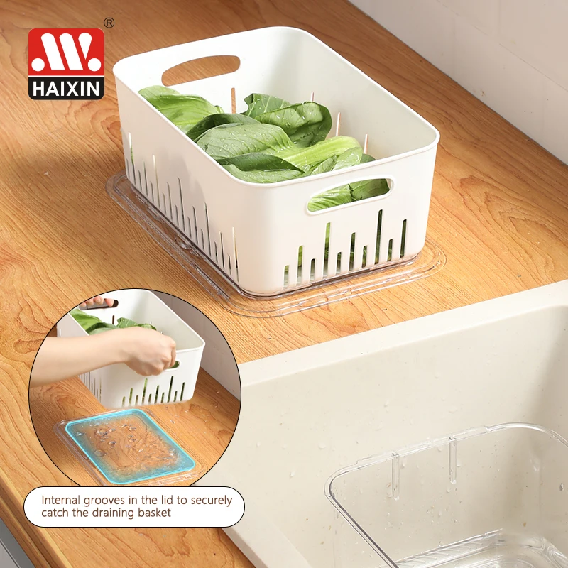 Stackable Fridge Organizer Clear Plastic Fridge Bins Organizing for Kitchen Storage food containers crisper box with basket