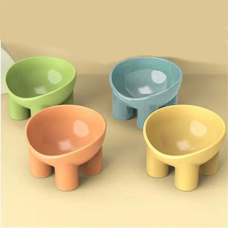 Dog Cat Bowl Elevated High Foot Small Dog Bowl Neck Protector Pet Feeding Dessert Snack Dish Plate Pet Food Water Bowl