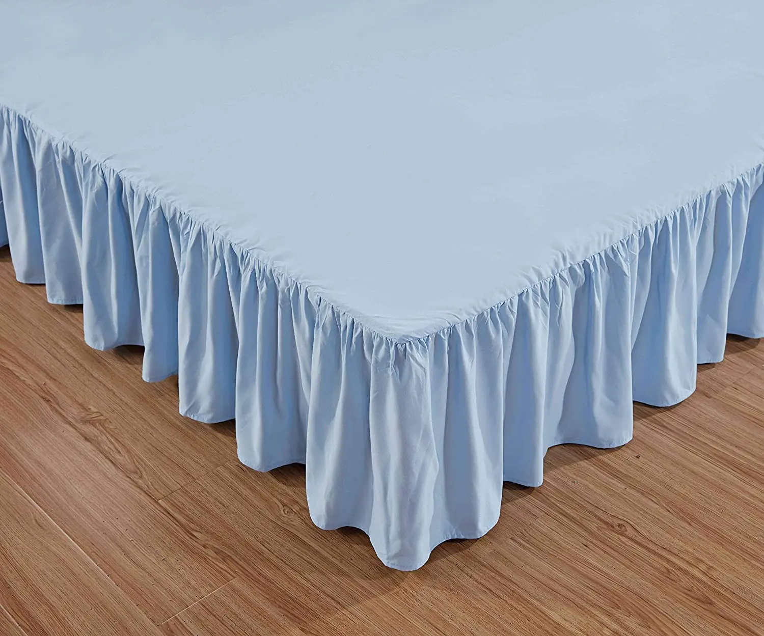  Microfiber Polyester Bed Skirts Dust Ruffles Aqua for Queen Size Beds 15 Inches