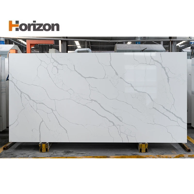 Home Renovation Material Quartz Stone Surface Artificial Nonporous Polished Calacatta Quartz Slab for Island Countertop