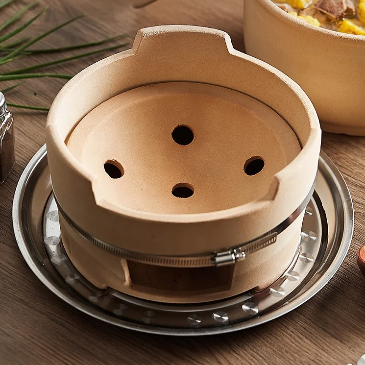 Household Old Fashioned Clay Fire Stewed Casserole Chrcoal Stove Barbecue Stove with Stainless Steel Baking Tool