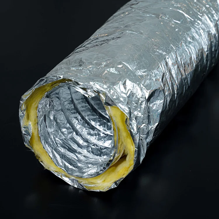 Aluminum foil different types fiberglass PET jacket with steel wire duct double reflective insulation duct