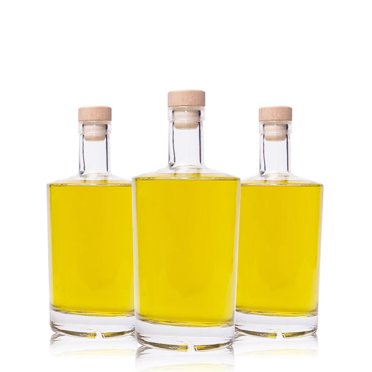 100ml 500ml 750ml Super Flint Flat Shoulder Glass Gin Vodka Liquor Bottle with Cork Lid