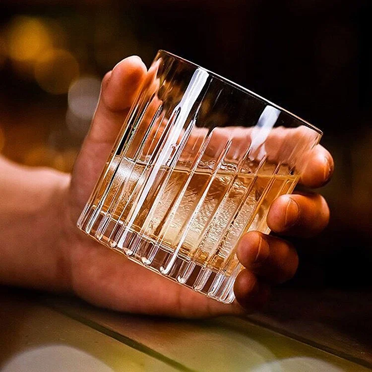 Manufacturer of vertical stripes 300ml whisky glass cups whisky tasting glass free samples premium quality
