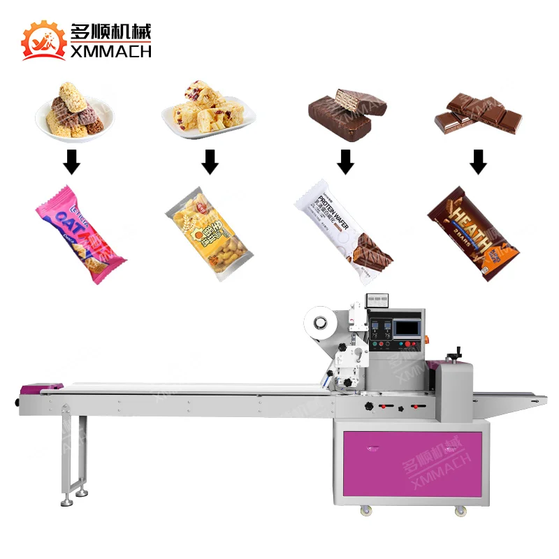 DZB-250S Low Cost Manual Automatic Chocolate Candy Bar cookie Flow Pack Horizontal Food Pillow Packing Machine