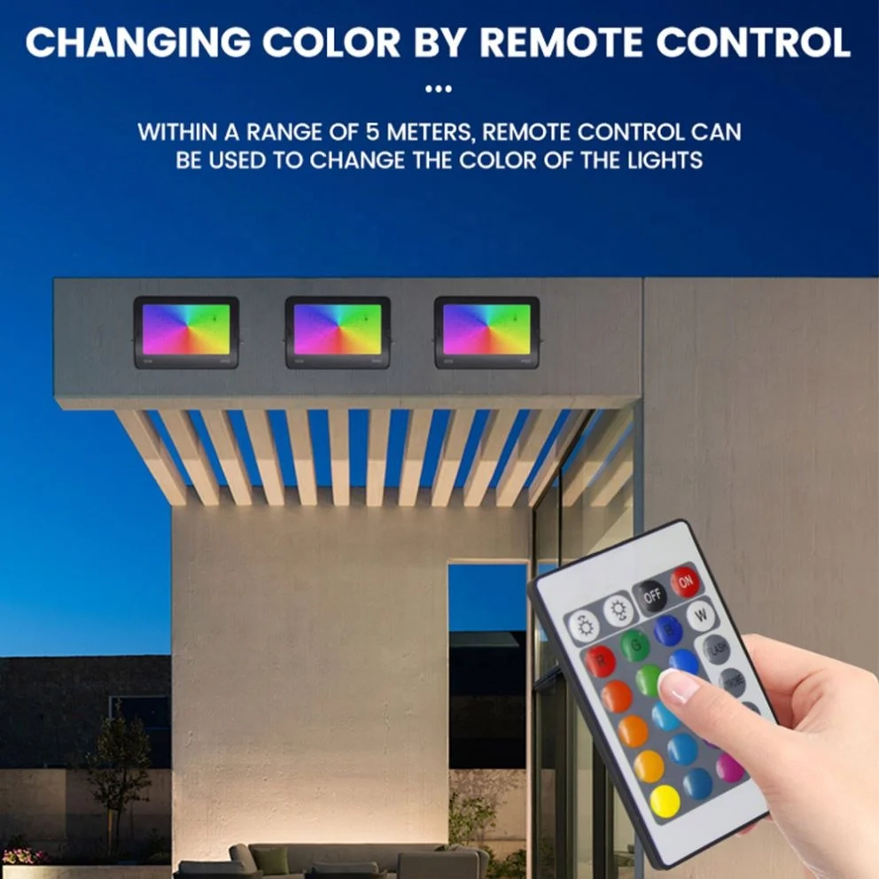 Remote Rgb Ac220V 10W Outdoor Wall Ip65 Waterproof Led Flood Light For Garden Landscape Event Holiday Hotel