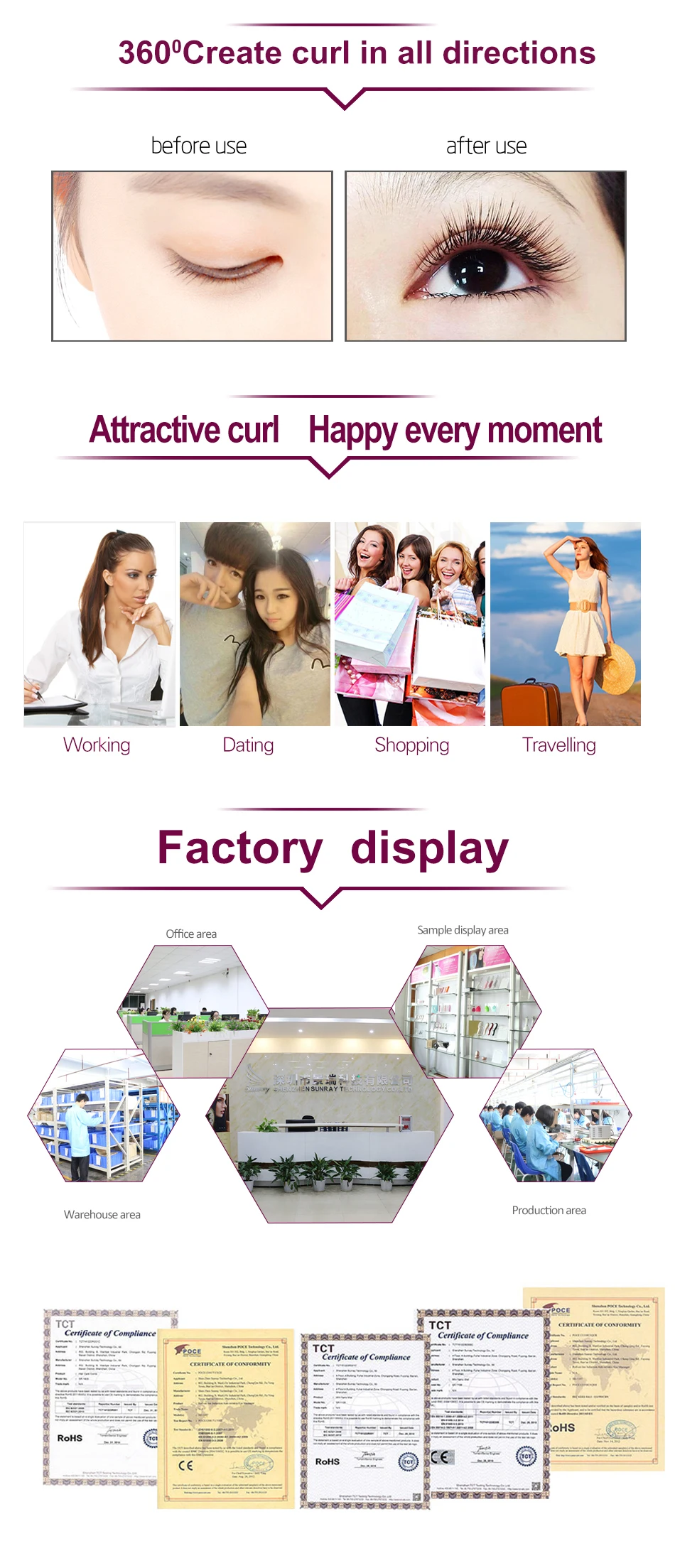 Wholesale price private label usb charging electric eyelash curler