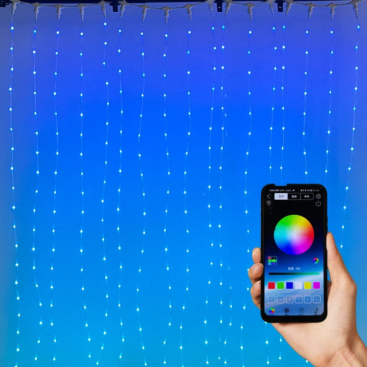 led waterfall curtain lights APP control fairy party wedding outdoor decoration lighting Christmas Decorative Rope String Lights
