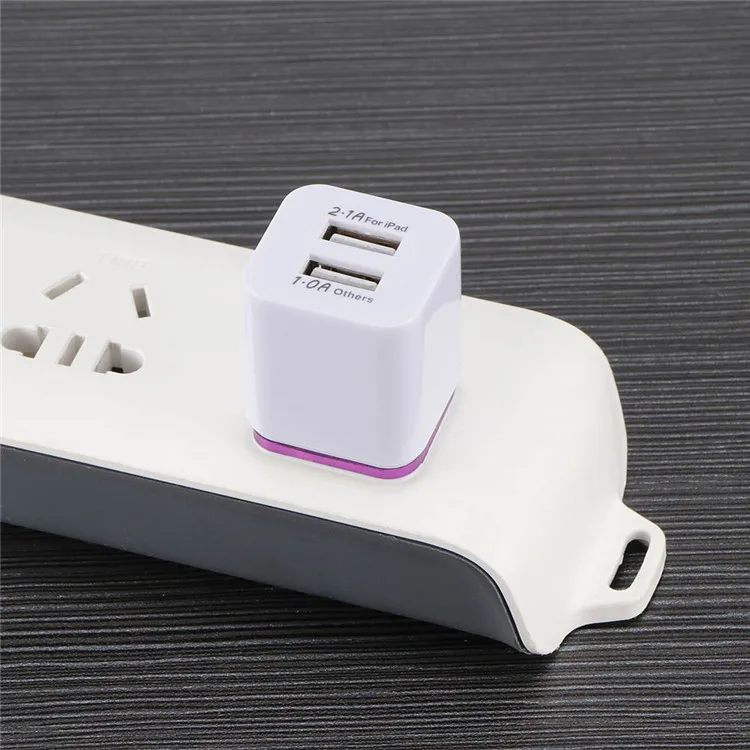 Dual Usb Ports Eu Us Wall Charger Block Charger 2.1a Power Adapter Plug For Iphone 7 8 X 11