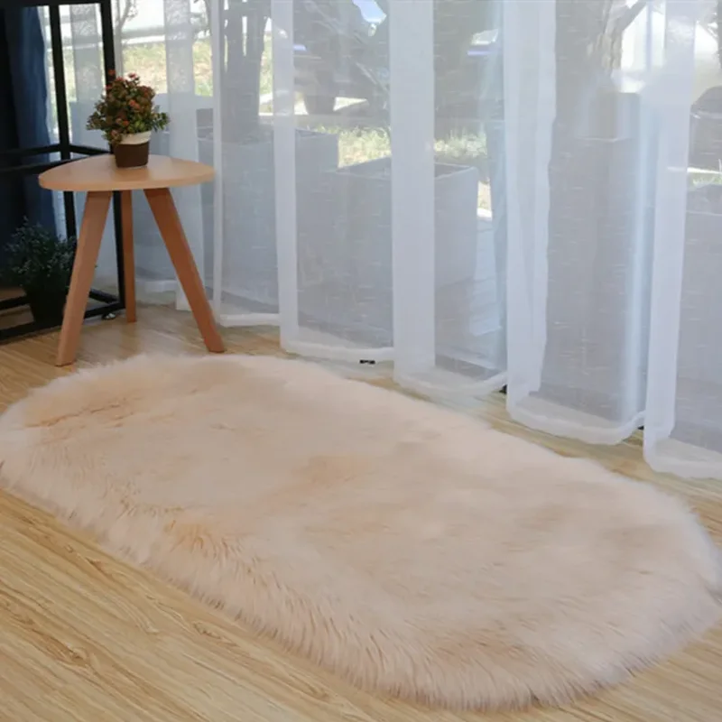 Drop Shipping Shaggy Fur Carpet Bedroom Rug Sheepskin Carpet And Rugs Living Room Decoration With Customized