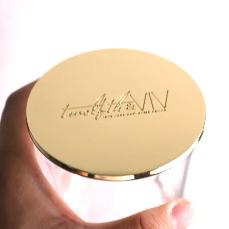 Новый дизайн, высокое качество, под заказ, выгравированный логотип, золотой цвет, металл, цинковый сплав, крышка для свечей