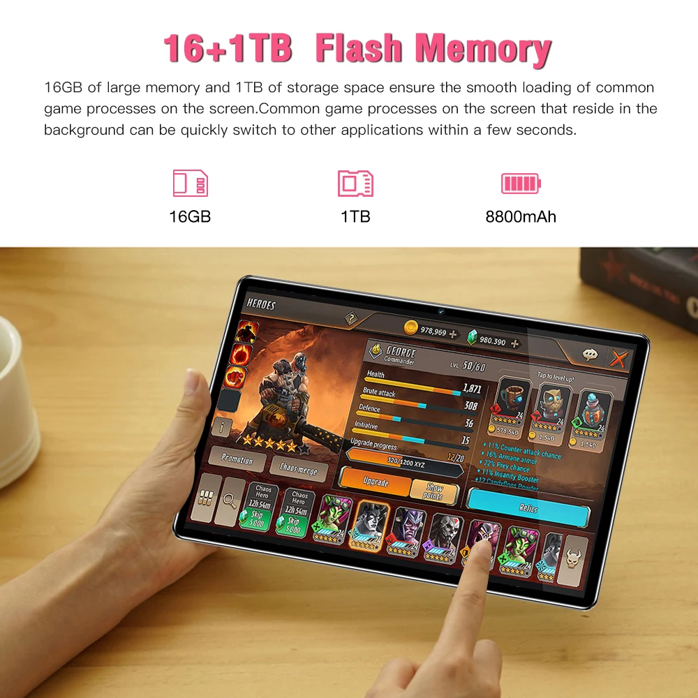 Hot Selling Pad Ultra original 16GB+1TB Tablet 24MP+48MP 8800 mAh Double SIM SD Card Android 13 Tablet PC Laptop
