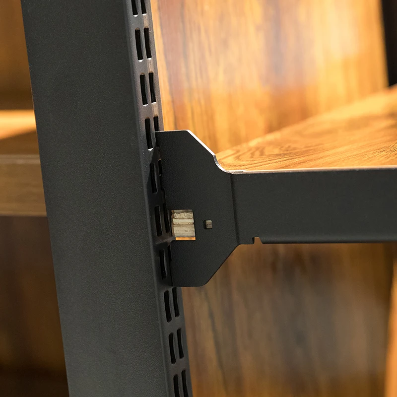 Steel wood supermarket convenience store food cabinet boutique wooden display shelf