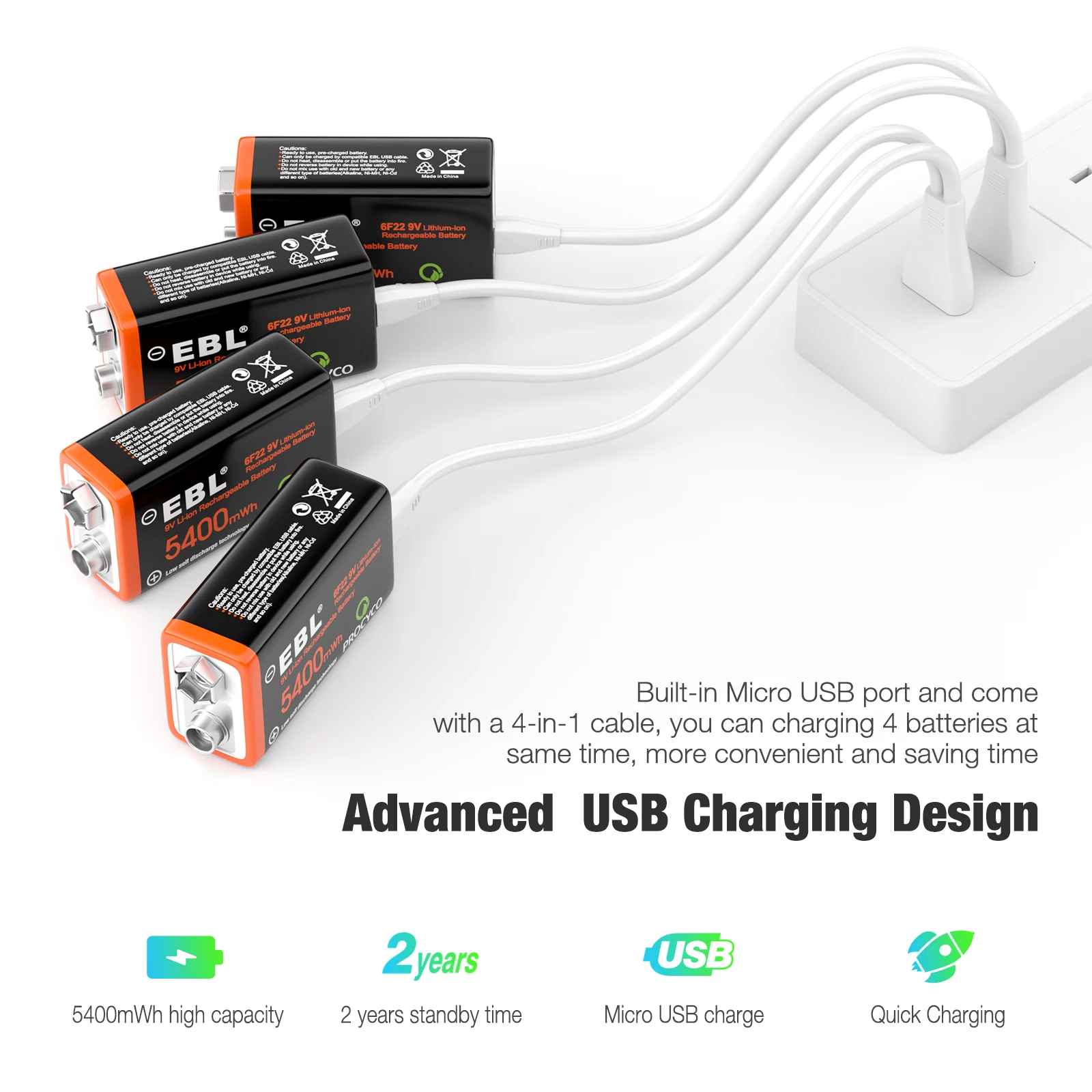 High Quality 600mah 9v 5400mwh USB li ion Batteries Rechargeable Lithium ion Battery Usb For Multimeter